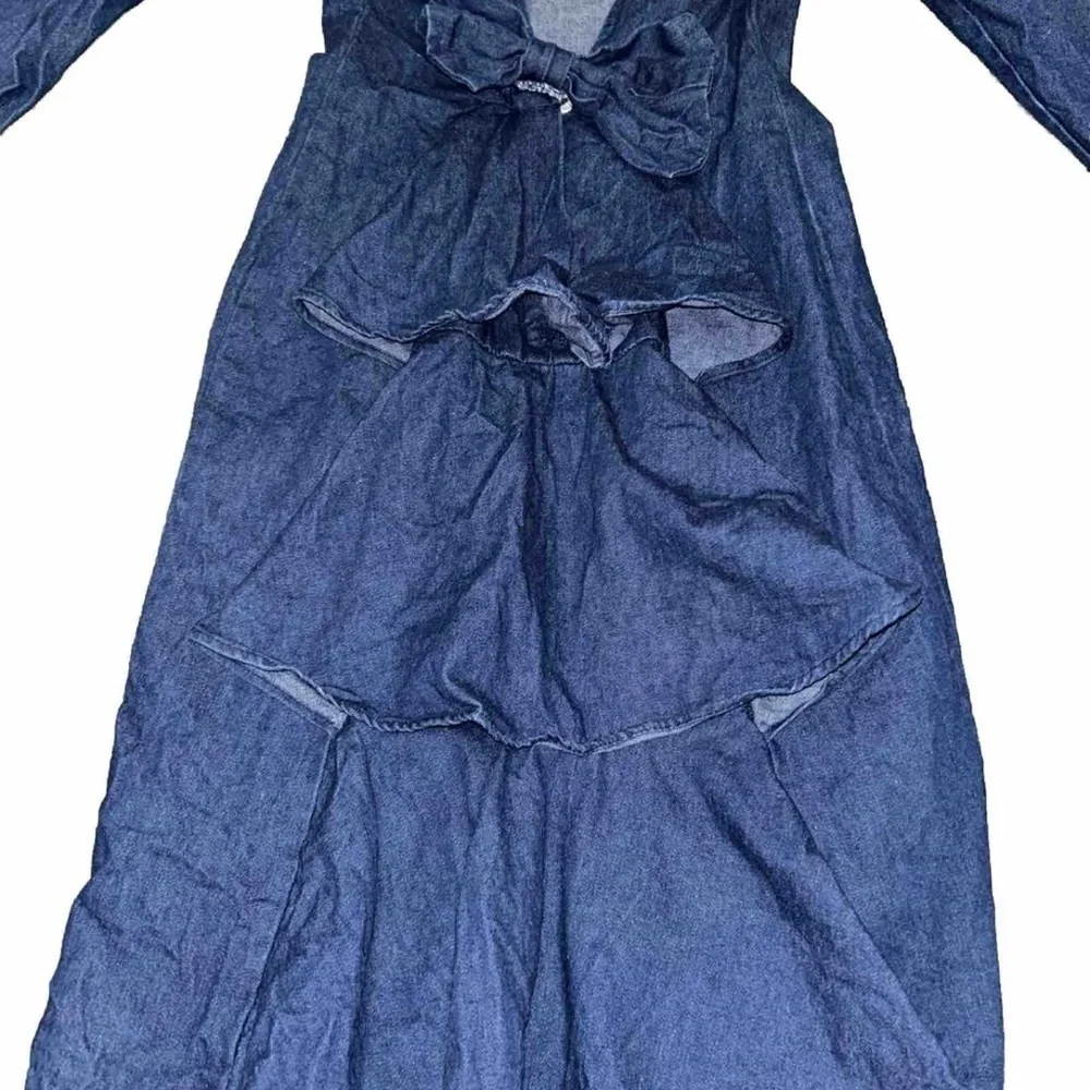 Vtg 80’s Size 8 Blue Jean Dress With Ruffles From Genuine Sport Dressing - Picture 2 of 8